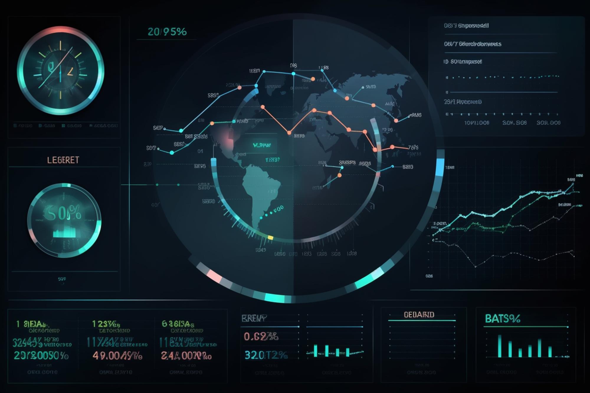 abstract finance dashboard with holographic charts